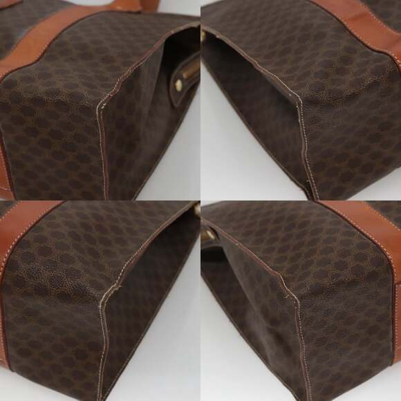 CELINE Macadam Canvas Tote Bag Pvc Leather Brown Gold - Picture 10 of 12